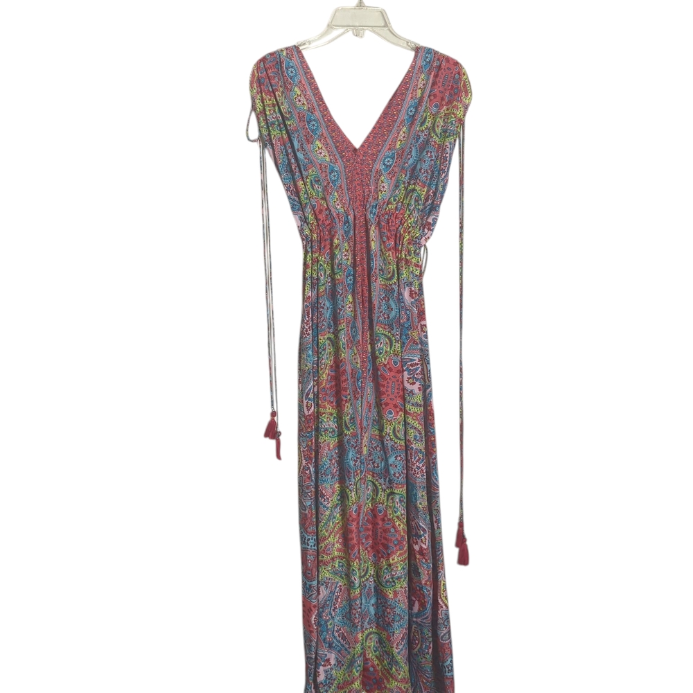 Bohemian V-Neck Maxi Dress in Multicolor Paisley